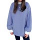 thumbnail image 3 of Camiseta de Larga Extragrande para Mujer, Túnica A Rayas con Bloques de Color, Sudadera Holgada de Otoño con Cuello Redondo Azul y M, 3 of 8