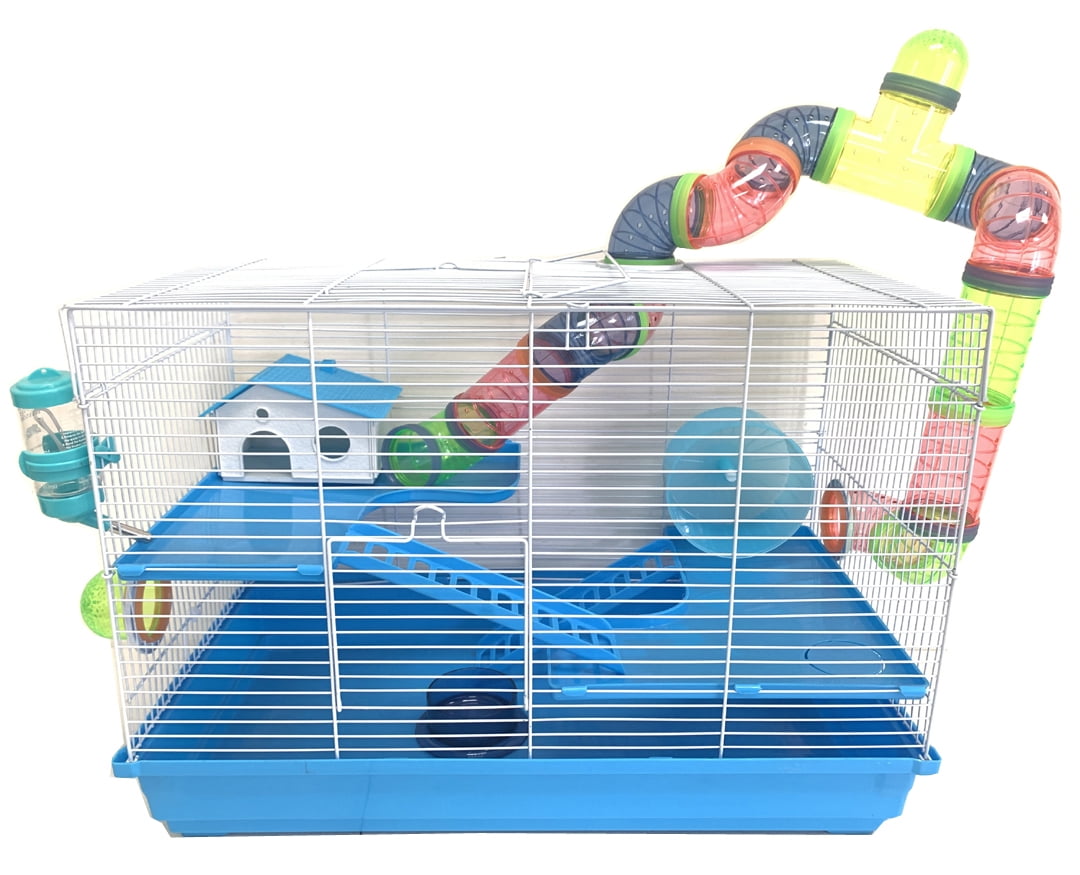 Small Animals Natural Living Tunnel System Rat Playground Activity Set Platform with Tube/Fences/Ladders/Roofs Play Toys for Mouse,Gerbil Hamster Houses and Hideouts