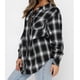thumbnail image 2 of Camisa a cuadros de gran tamaño para mujer, blusa de manga larga con botones, blusa suave, cómoda, holgada, informal, a cuadros, para uso diario, negro L, 2 of 6