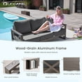 thumbnail image 2 of MRUAKA 5 Piece Aluminum Patio Furniture Set Faux Wood Grain Modern Outdoor Furniture Set with 6" Olefin Fabric Cushions and Coffee Table, 600D Waterproof Cover Included, Dark Grey, 2 of 7