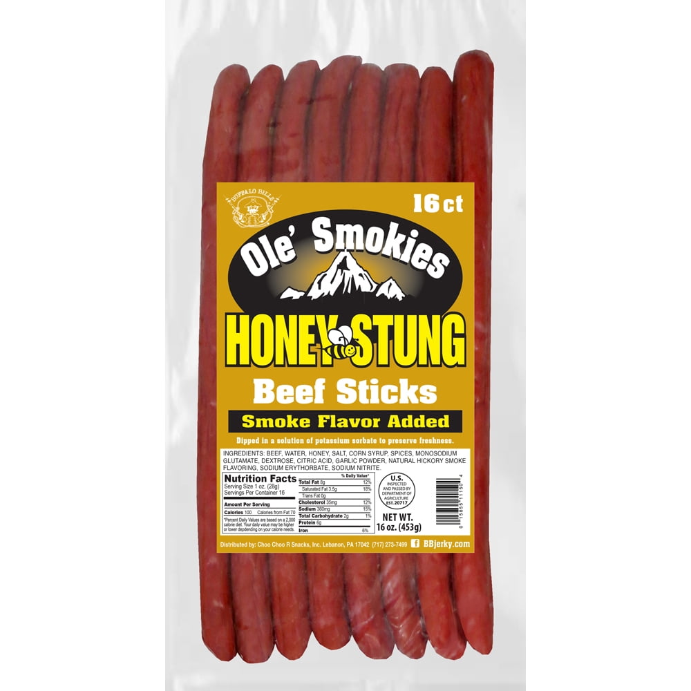Buffalo Bills Honey Stung Ole' Smokies 16-ct Bulk 9-Inch Beef Sticks (two 1-lb bags)