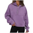 thumbnail image 2 of Trendy Tops for Women 2025 Women's Solid Color Sweatshirt Women's Fashion Casual Zipper Long Sleeved Loose Solid Color Hoodie, 2 of 5