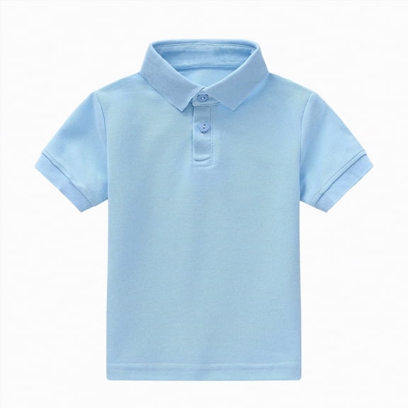 NIEWTR Boys Lightweight Polo Shirts Breathable Cotton Short Sleeve Collared Tops Toddler to Teens(Sky Blue,11-12 Years)