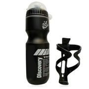 Fashion Mountain Biking Bicycle Sports Bottle With Dust Cover + Bottle Cage red