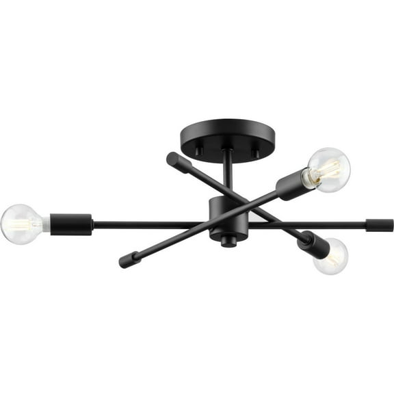 Open Box Avec Mondra Collection 18" Contemporary 3-Light Matte Black Semi Flush Mount Light