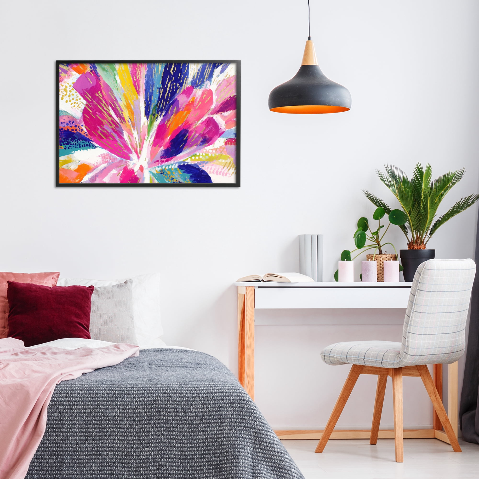 Stupell Industries Flower Burst in Vibrant Tones Black Framed Giclee Art, design by Chromatic Storm Studio