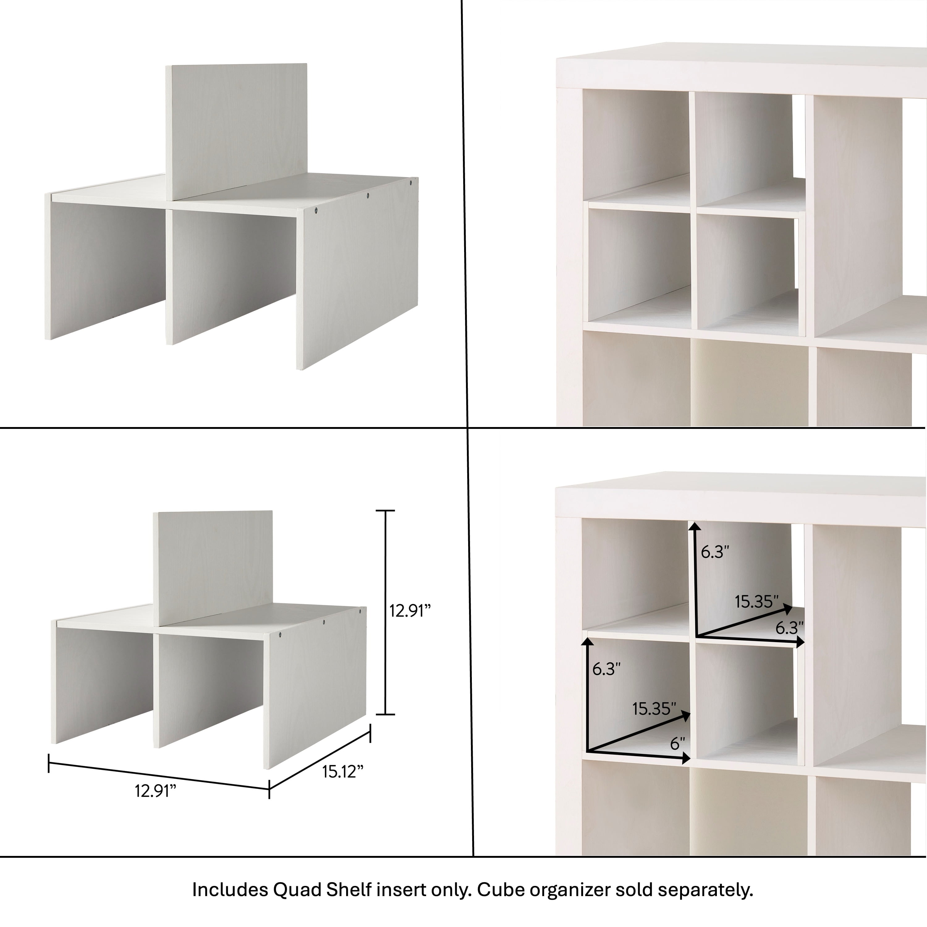 Better Homes & Gardens Quad Shelf Insert for Cube Organizers, White Texture
