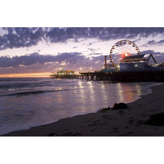 Wallmonkeys Santa Monica Pier at Sunset Peel and Stick Wall Decals Mural WM249799 (36 in W x 24 in H)