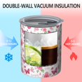 thumbnail image 2 of 12oz Coffee Tumblers White Pink Butterfly Flower Pattern Stainless Steel Vacuum Insulated Travel Tumbler Coffee Cups Mug with Lid and Straw with Cleaning Brush for Cold & Hot Drinks, 2 of 5