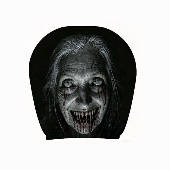 1 Pack Scary Headrest Covers for Cars, 10x11'' Snug Fit Car Headrest Cover, Breathable Polyester Spooky Ghost Face Auto Seat Protector for Halloween Car Decorations & Vehicle Accessories