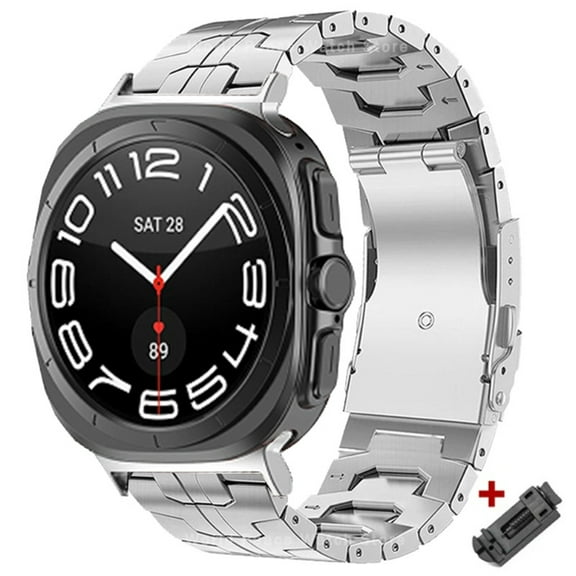 Titanium Metal Band for Samsung Watch 7 Ultra 47mm Luxury Men Strap for Galaxy Watch 7 47mm NO Gaps Curved End Link Bracelet
