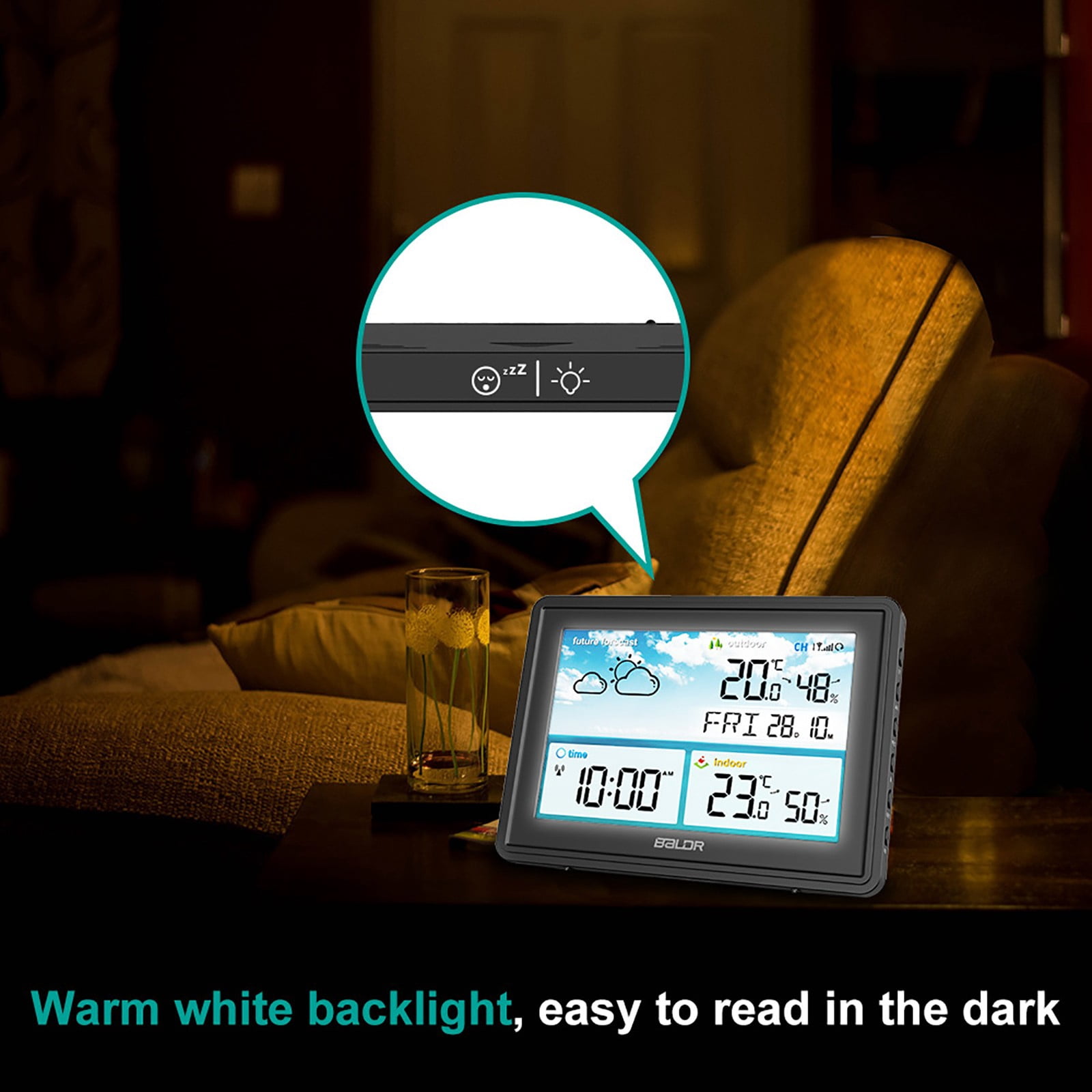 COM1950s A Multifunctional Digital Weather Clock That Can Monitor Weather, Temperature, Humidity, Time Alerts, Calendar, and Weather Conditions At Any Time