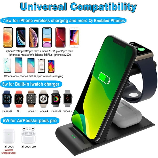 HATALKIN 3 in 1 Wireless Charging Station Compatible with Apple