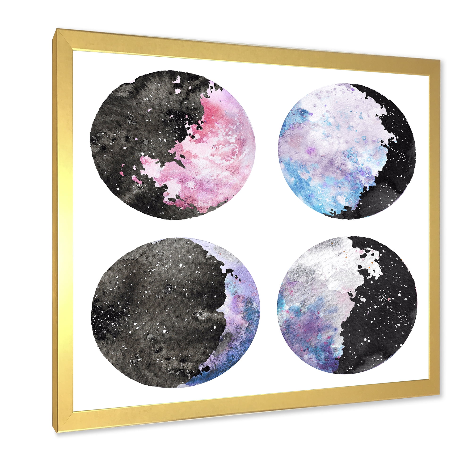 Designart 'Moon Phases With Sky and Stars' Bohemian & Eclectic Framed Art Print