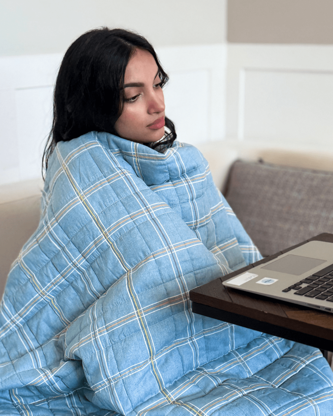 EMF Protection Health Blanket – Faraday & Cotton, 5G & RF Blocking, Wireless Signal Shielding, Ultra Soft, Blue