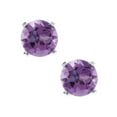 thumbnail image 2 of Gem Stone King 1.50 Cttw 6MM Round Purple Amethyst 925 Sterling Silver Earrings for Women | Fine Jewelry Gifts for Her Mom Women Wife, 2 of 4