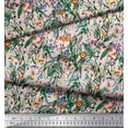 thumbnail image 2 of Soimoi Velvet Fabric Leaves & Cartoon Animals Jungle Print Fabric by Yard 58 Inch Wide, 2 of 3