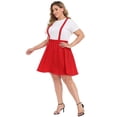 thumbnail image 3 of HDE Plus Size Suspender Skirt Cute Skater Skirts Sizes 1-4X Red 3X, 3 of 8