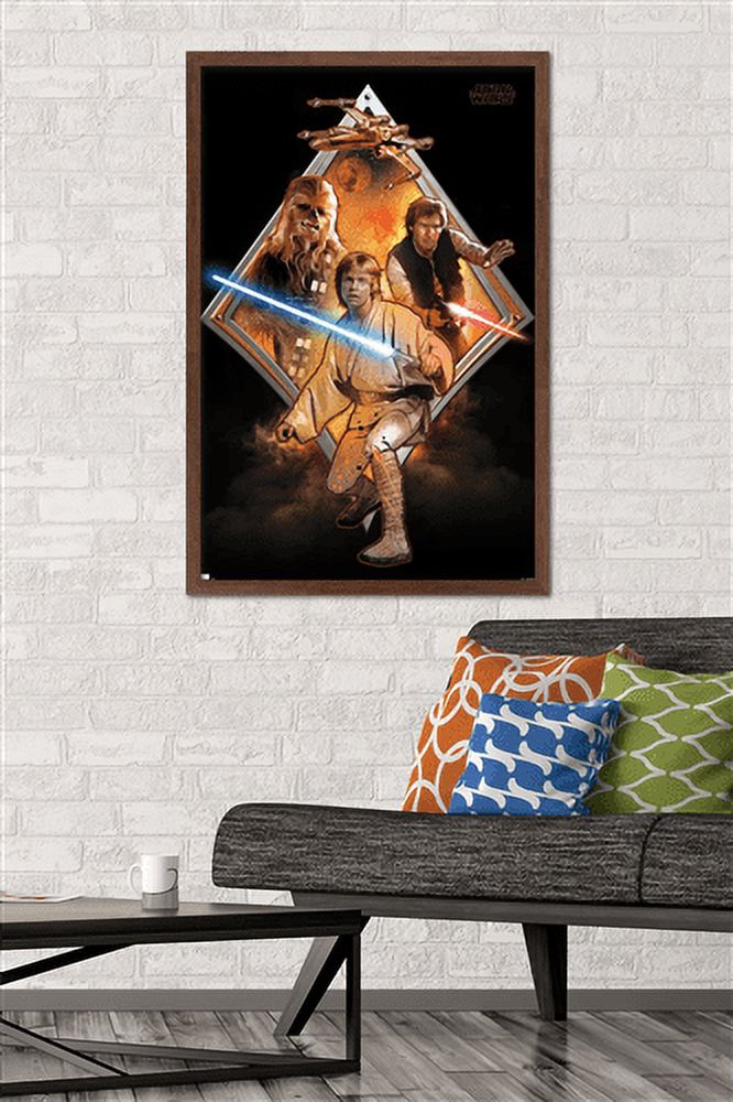 Star Wars: Original Trilogy - Heroes Badge Wall Poster, 22.375" x 34", Framed