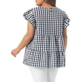thumbnail image 4 of DARING DIVA Women's Plus Gingham Babydoll Top Crew Neck Flare 3X Black, 4 of 6