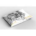 thumbnail image 2 of Ambesonne Animal Pillow Sham 2 Pack, Hand Drawn Cat, 26"x20", Mustard Black and White, 2 of 3