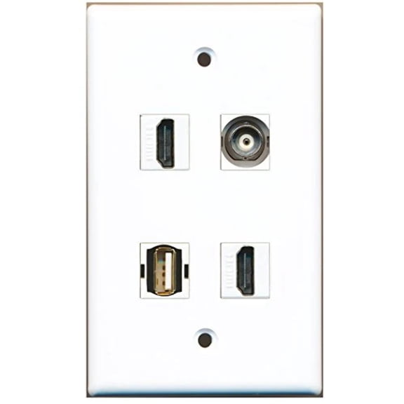 RiteAV - 2 Port HDMI 1 Port USB A-A 1 Port BNC Wall Plate