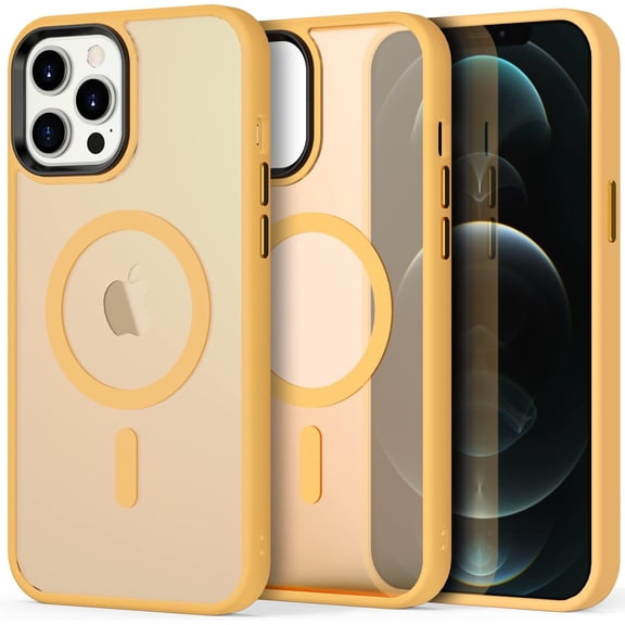 Magnetic Case for iPhone 12 / iPhone 12 Pro, Compatible with MagSafe, Military-Grade Drop Protection Slim Scratch Resistant Protective Translucent Matte Phone Case Cover for iPhone 12 (Yellow)