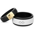thumbnail image 1 of Rinfit Silicone Rings for Women & Men - Couple Sets Rubber Wedding Bands - Black & White, Black&Gold, 1 of 6