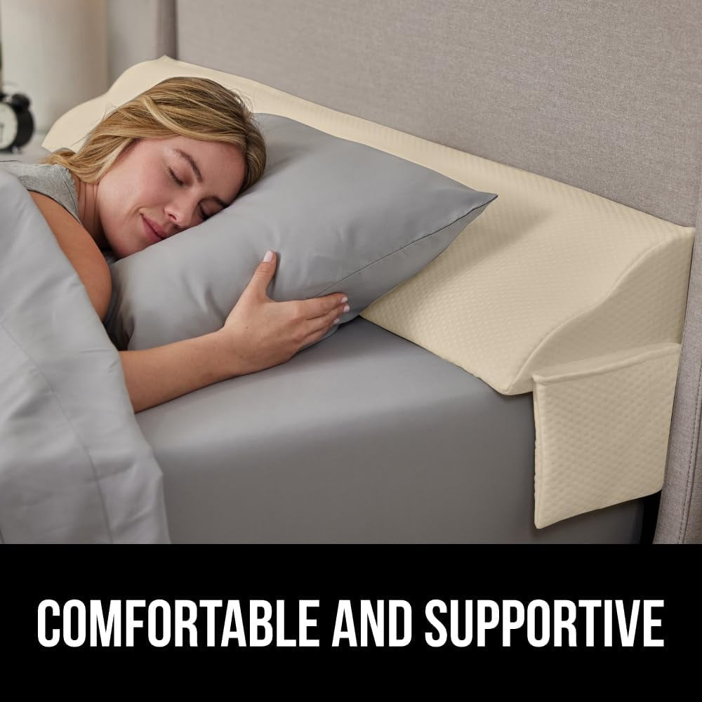 High Density Foam Bed Wedge Pillow for Headboard Gap, Mattress Gap Filler with Gripping Dots for Support, King Size White