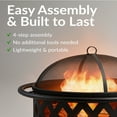 thumbnail image 6 of Sunnydaze Crossweave 36" Round Wood-Burning Black Finish Steel Outdoor Fire Pit with Screen, 6 of 18