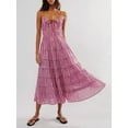 thumbnail image 4 of Raccmtaty Women Slip Dress, Spaghetti Straps Backless Striped Dress Layered Long Swing Dress, 4 of 6
