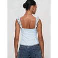 thumbnail image 5 of Women Lace Babydoll Tank Top Cap Sleeve See Throught Y2k Summer Going Out Crop Tops Light Blue M, 5 of 6