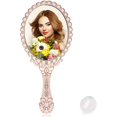 thumbnail image 3 of Vintage Handheld Mirror, Small Hand Held Decorative Mirrors for Face Makeup Embossed Flower Portable Antique Travel Personal Cosmetic Mirror, 3 of 6