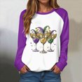 thumbnail image 2 of HCNTES Mardi Gras Shirts for Women Mardi Gras Sequin Long Sleeve Shirt Funny Fat Tuesday Tee Carnival Crewneck Party Tops(Size:S), 2 of 9