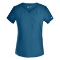 thumbnail image 2 of Stretch Women Nursing Scrubs Set - Pandamed Curved Notch Neck Doctor Slim Scrubs Medical Uniforms Top and Pants JYC302 CARIBBEAN XL, 2 of 6