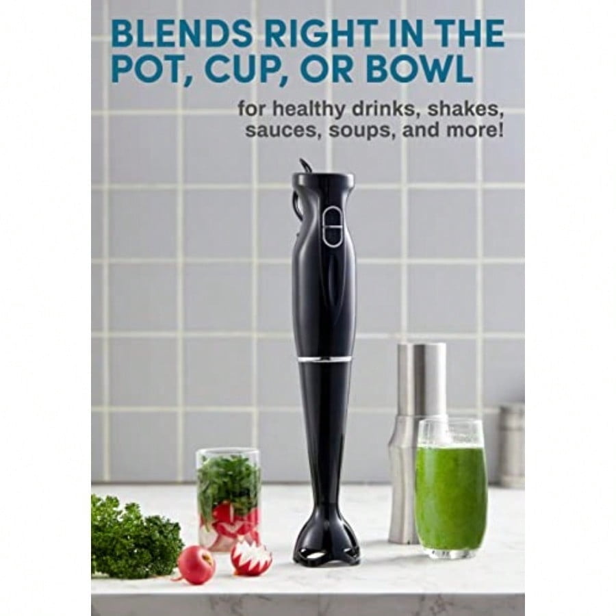 Immersion Hand Blender 300 Watts 2 Speed Mixing with Detachable Blades Detachable Wand Stick Mixer Smoothies Baby Food Soup Charcoal Black