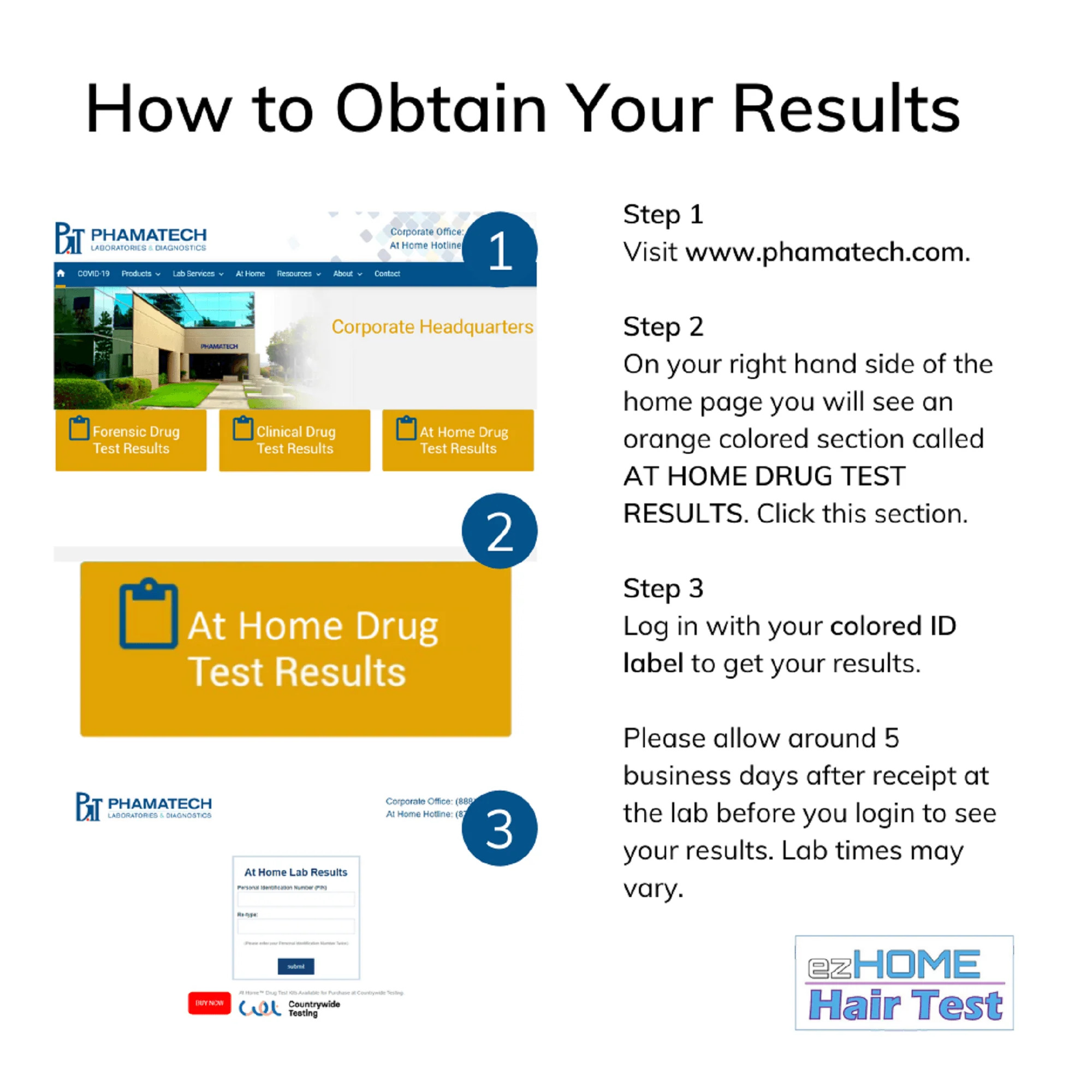Phamatech Hair Follicle 18 Panel Drug Test for at Home Drug Testing - Shipping & Lab Fees Included