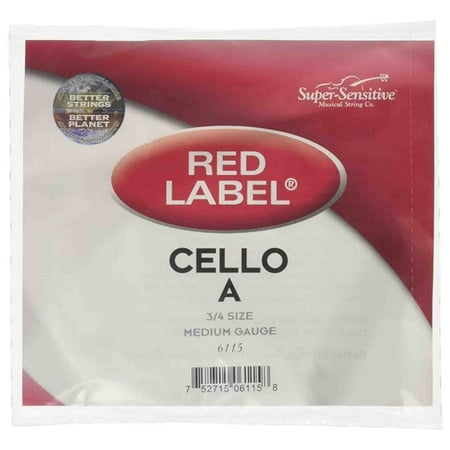 Super Sensitive Red Label Series Cello A String 3/4 Size, Medium