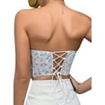 thumbnail image 6 of Caoirhny Women Tube Top, Strapless Backless Tie-up Flower Print Vest Summer Corset Waist Shaper, 6 of 7