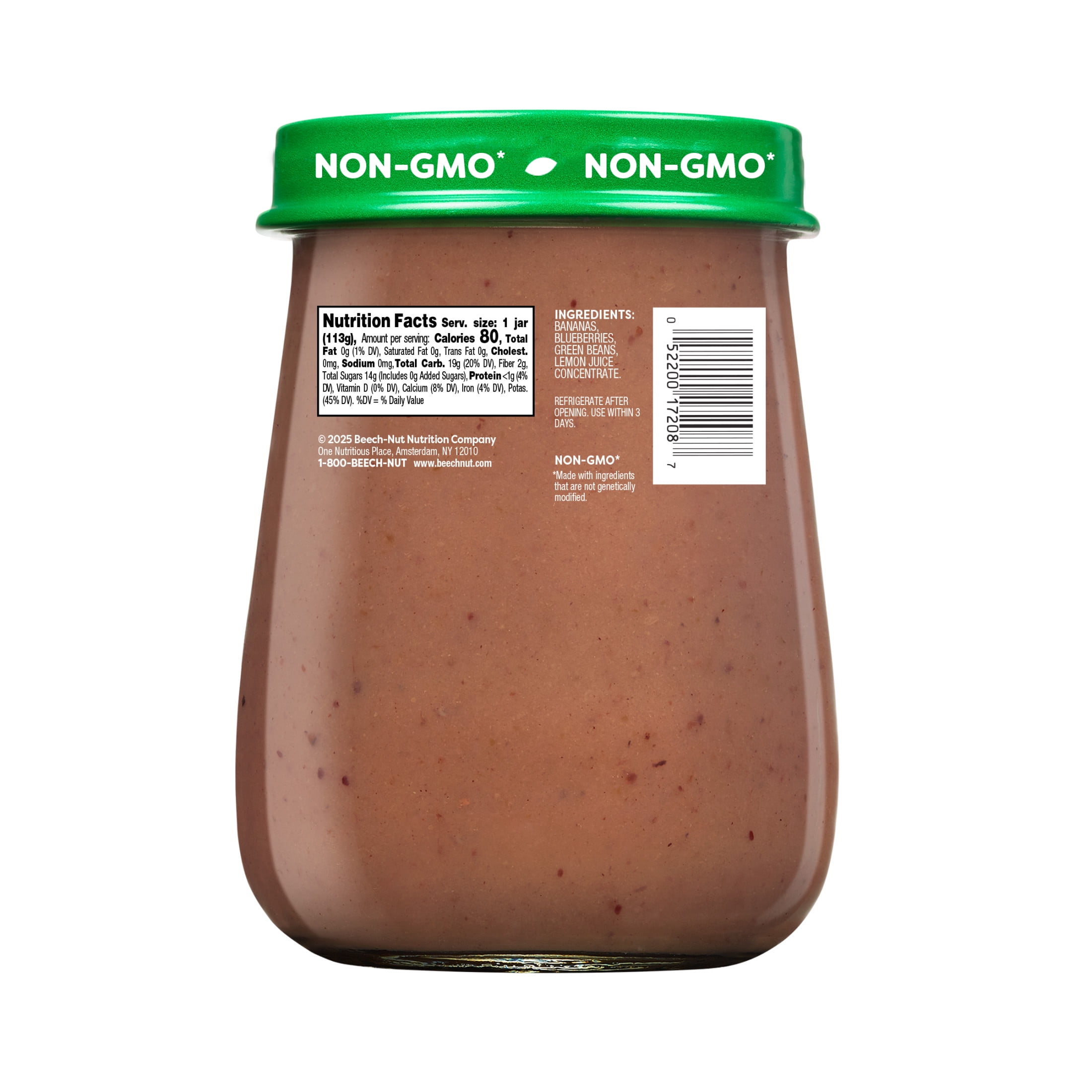(10 pack) Beech-Nut Naturals Stage 2 Baby Food, Banana Blueberries & Green Beans, 4 oz Jar