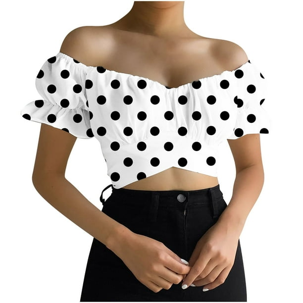 Strapless Crop Tops for Women, Womens Sexy Off Shoulder Tops Floral