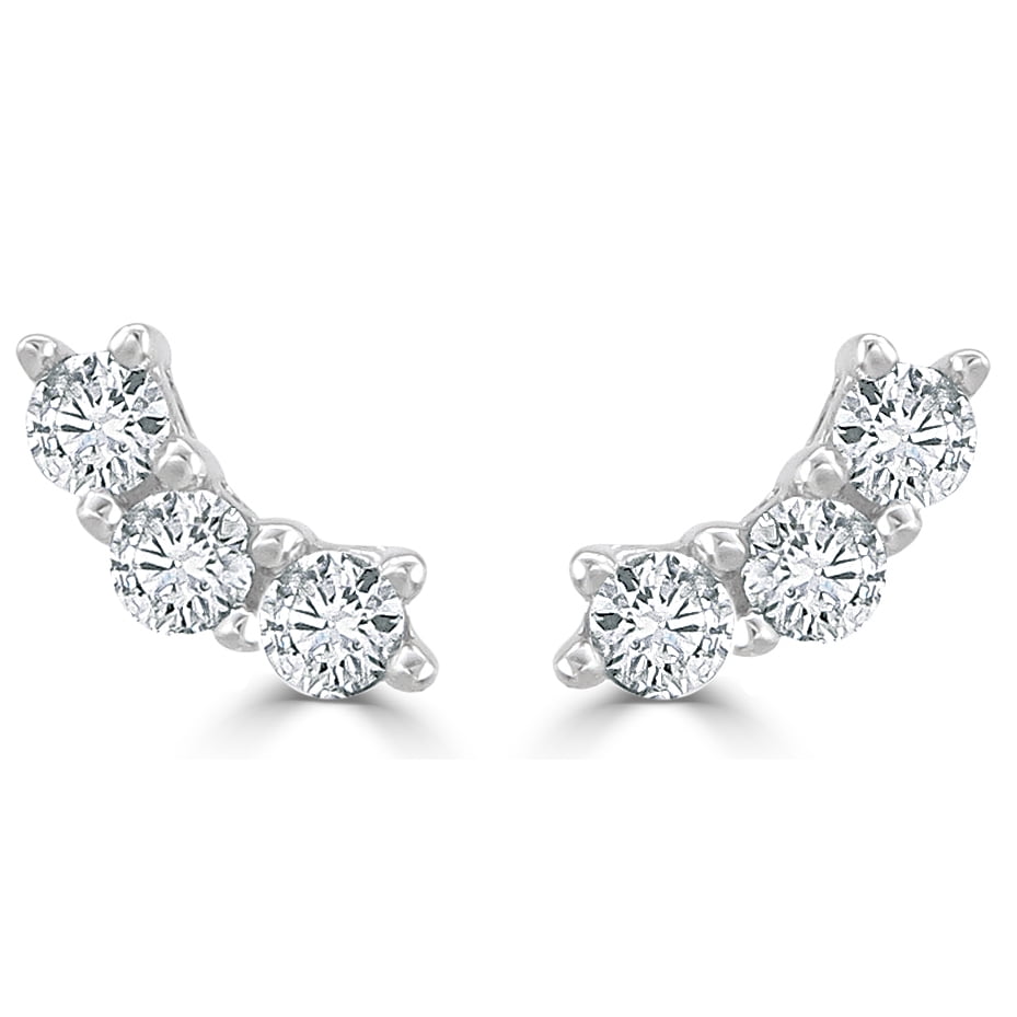 earrings with 3 diamonds