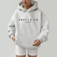 thumbnail image 2 of Sudadera con capucha y estampado de letras para mujer, primavera y otoño de 2024, sudaderas con capucha de manga larga para mujer, blusas de moda, jerséis holgados informales para mujer, 2 of 5