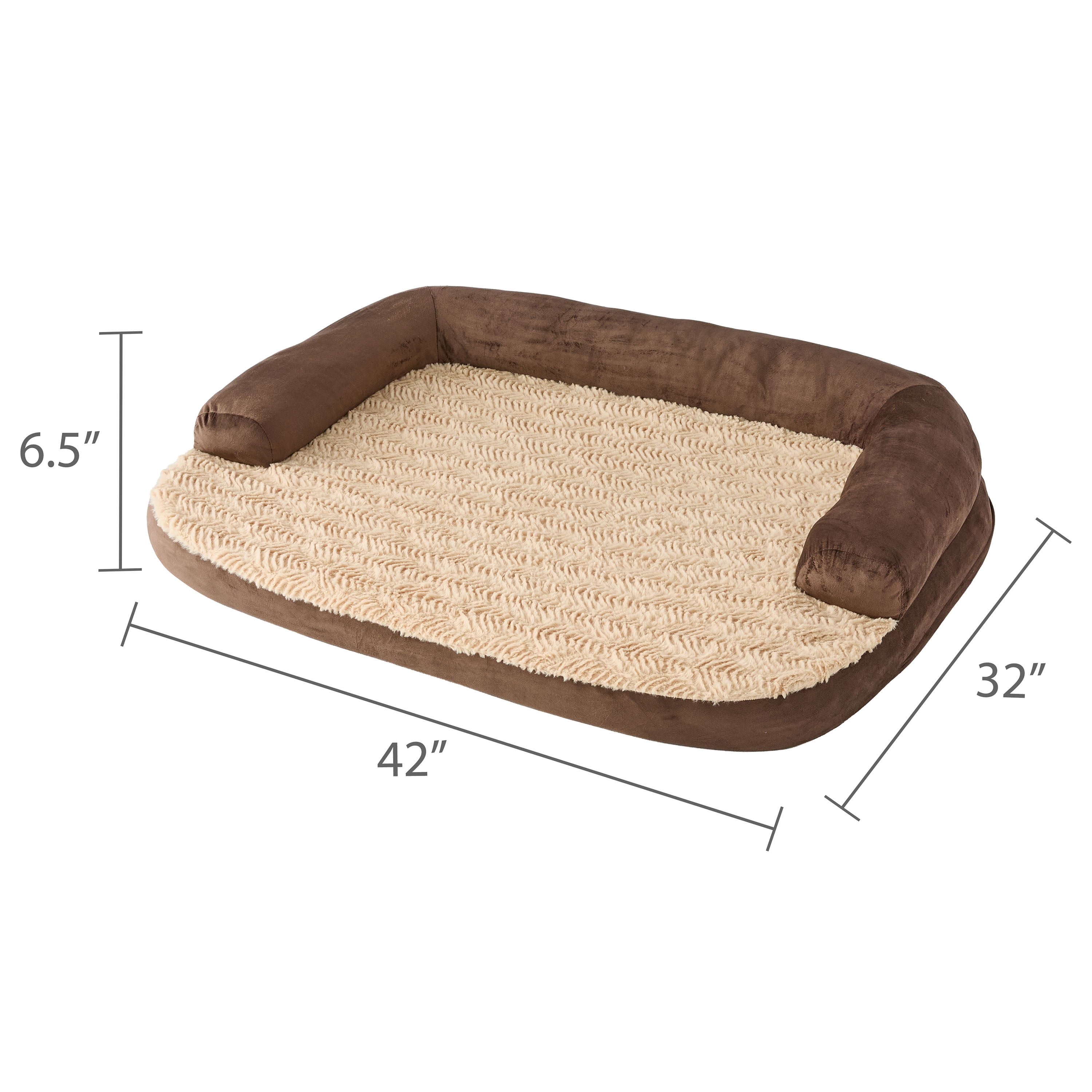 Vibrant Life Large Round Corner Sofa Style Dog Bed, Brown, 32" x 42"