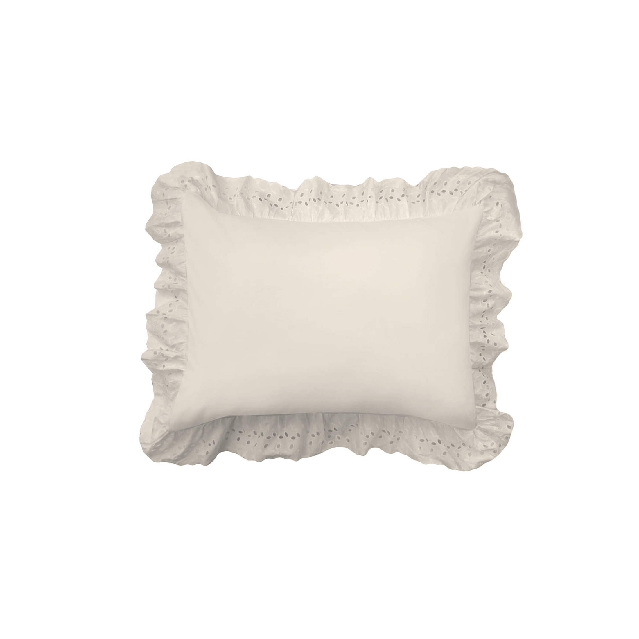 White store ruffle pillows