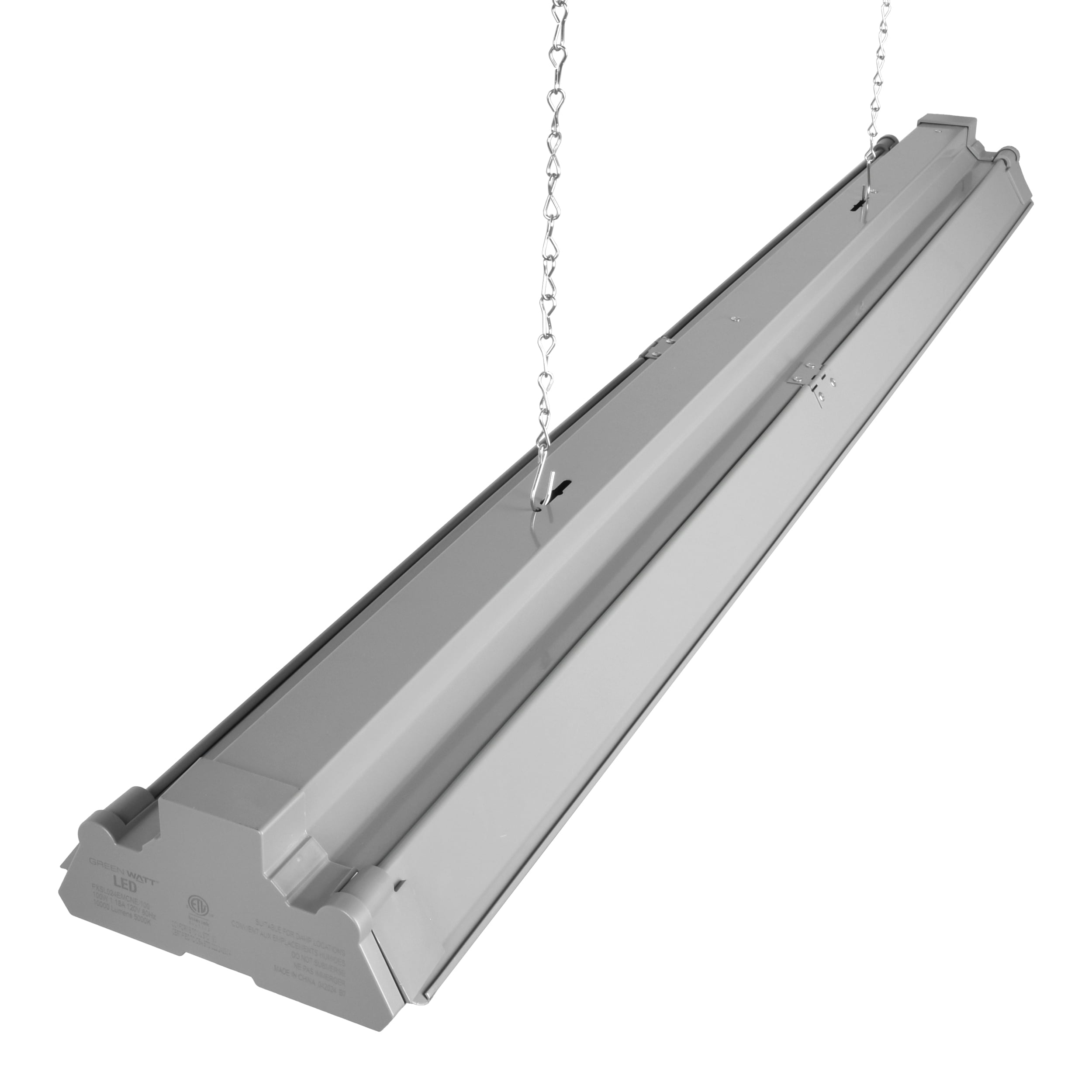 Green Watt LED Shop Light, 4-ft with Swivel Side Panels, 100-watt, 10000 Lumen Ultra Bright, Daylight, Painted Grey, 1-Pack