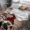 thumbnail image 3 of Merry Christmas Throw Flannel Blanket 60x80In Winter Xmas Dwarfs Poinsettia Red Green Wooden Super Soft Cozy Bed Blanket, Lightweight Plush Fuzzy Bed Throw for Bedroom Sofa Couch Living Room, 3 of 4