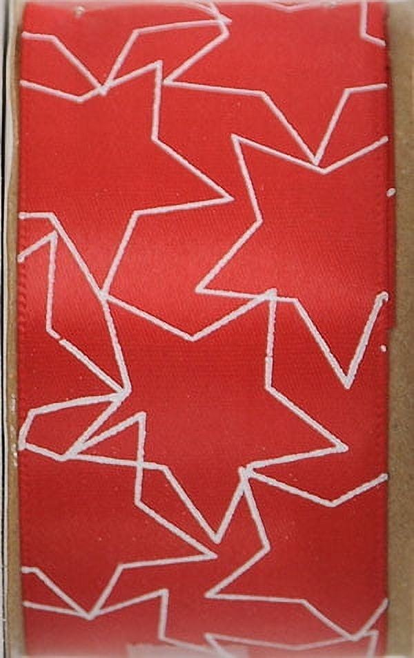 Offray Ribbon, Red 1 1/2 inch Stars Satin Ribbon for Sewing, Crafts, and Gifting, 9 feet, 1 Each