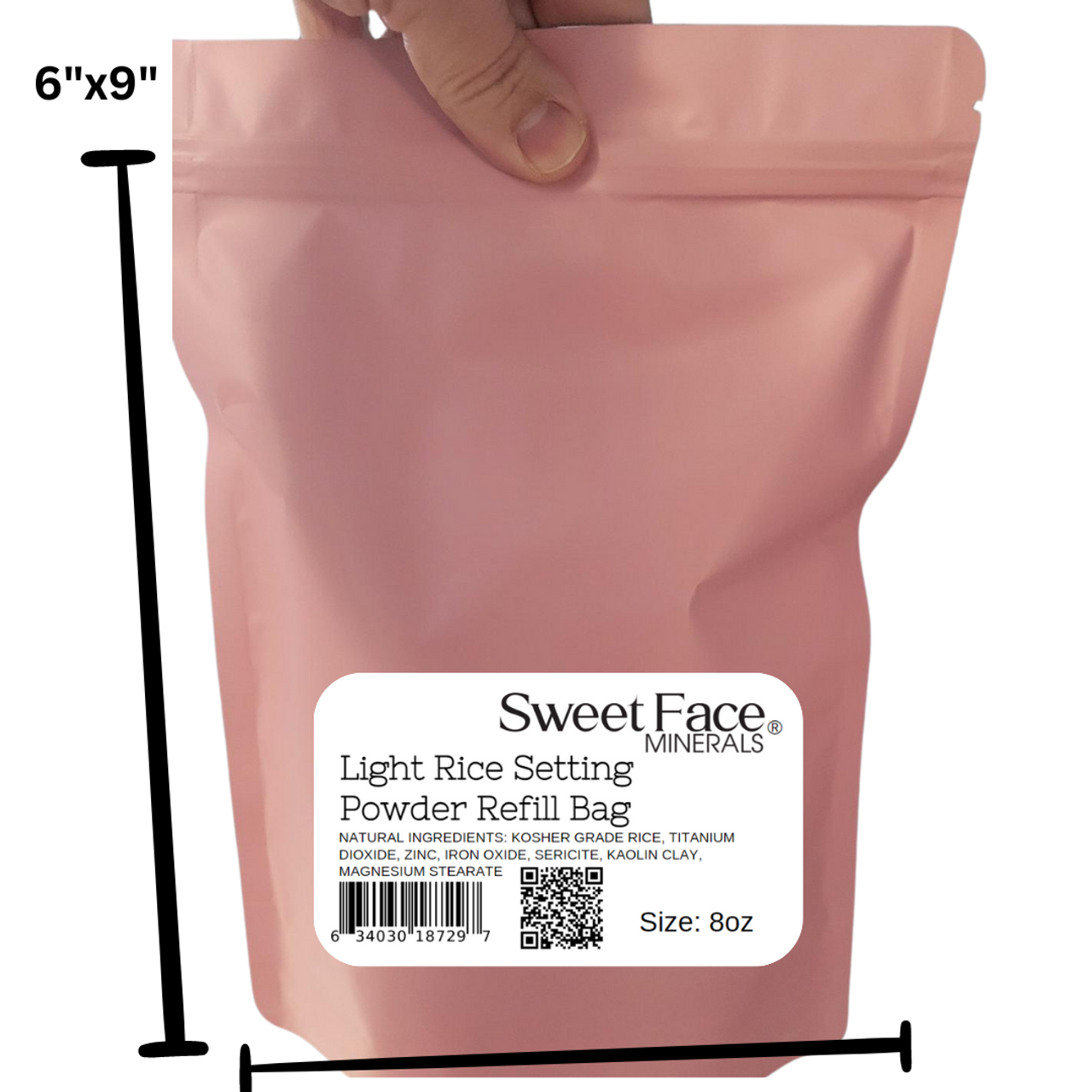LIGHT RICE SETTING BULK POWDER (8 Ounce Refill Pouch) Loose Mineral Makeup Use alone or add to Foundation to create an even more Matte Finish Absorbs Oil Leaves Face Smooth Makeup Lasts Longer