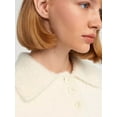 thumbnail image 4 of Shirt Collar Buttoned Short Sleeve Fluffy Sweater, 4 of 4